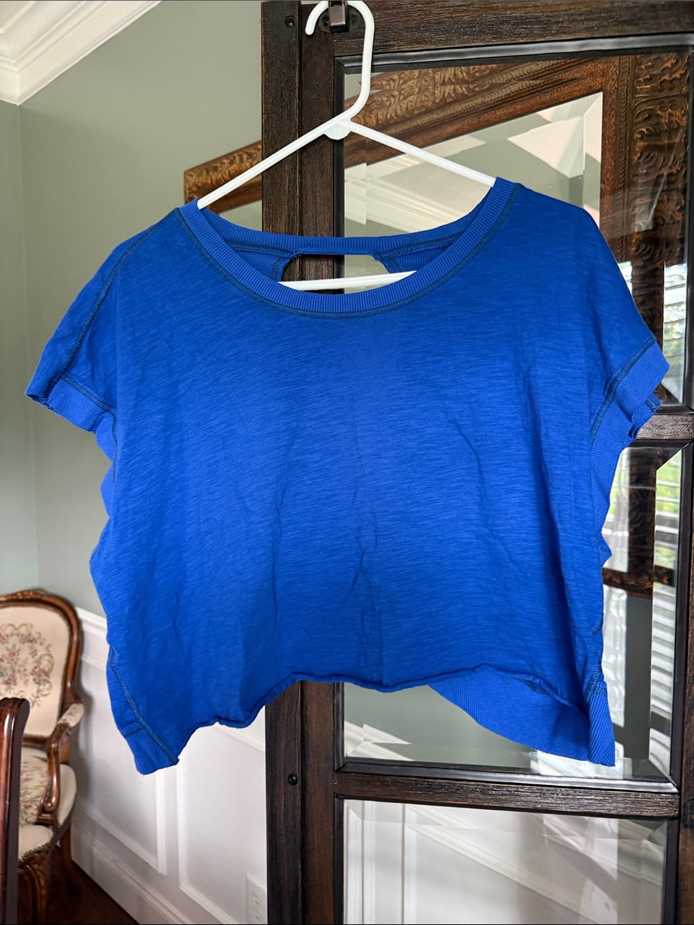 Blue Size XS Crop Tee Short Sleeve Women's Top